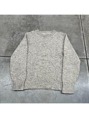 vintage l.l. bean made in usa brown wool oatmeal sweater size medium